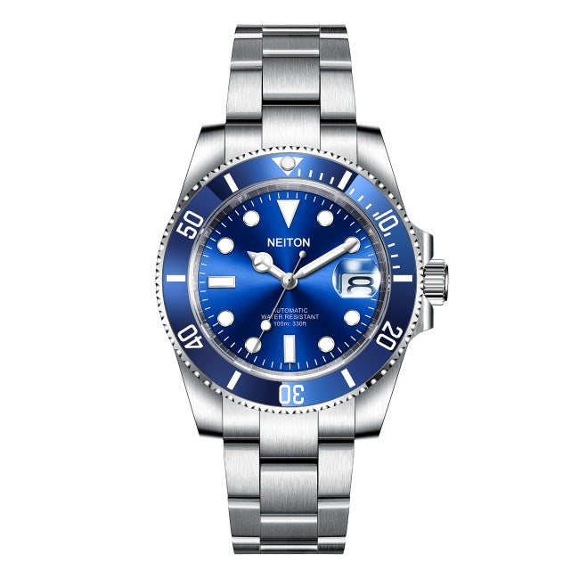 40mm automatic diving watch with a blue dial