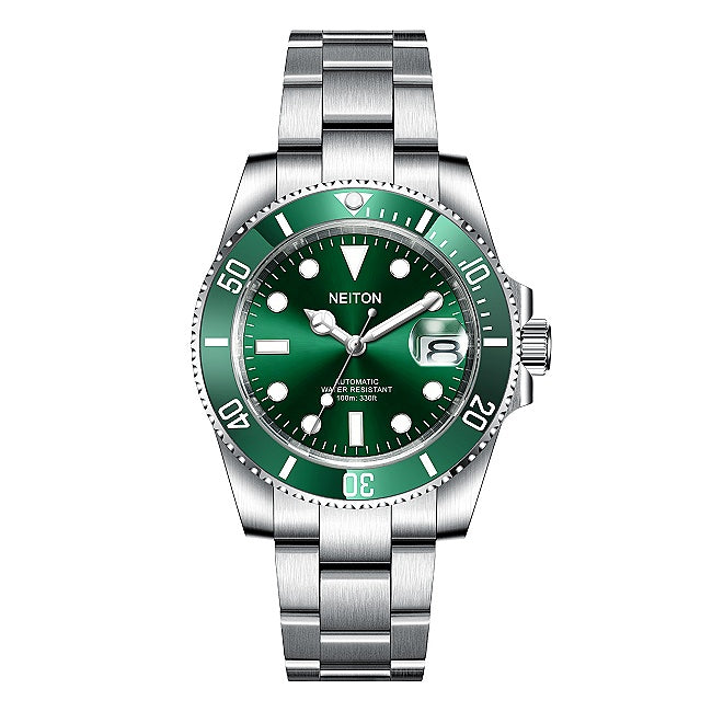 40mm automatic diving watch with a green dial