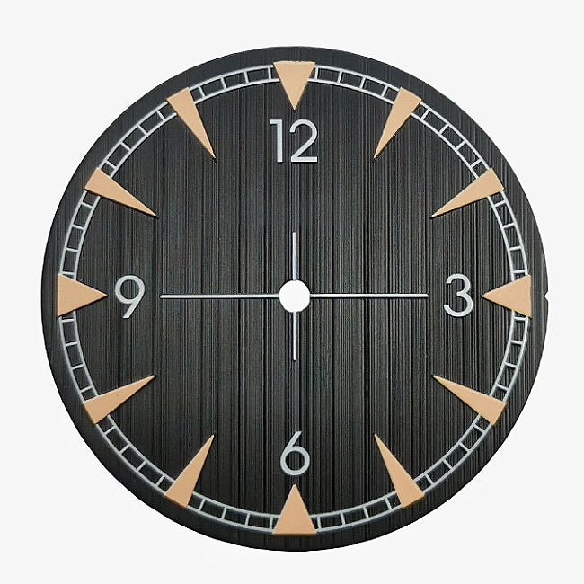 Black pinstripe pilot watch dial