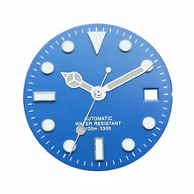 Blue and white diving watch dial scene image