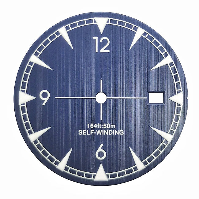 Blue striped pilot watch dial