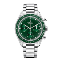 Corgeut Hot Sells High Quality 40mm Mineral Glass Stainless Steel Strap Black Dial Dive Chronograph Men Wrist Quartz Watches