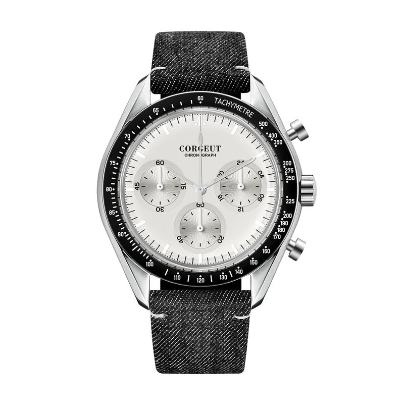 Corgeut Hot Sells High Quality 40mm Mineral Glass Stainless Steel Strap Black Dial Dive Chronograph Men Wrist Quartz Watches