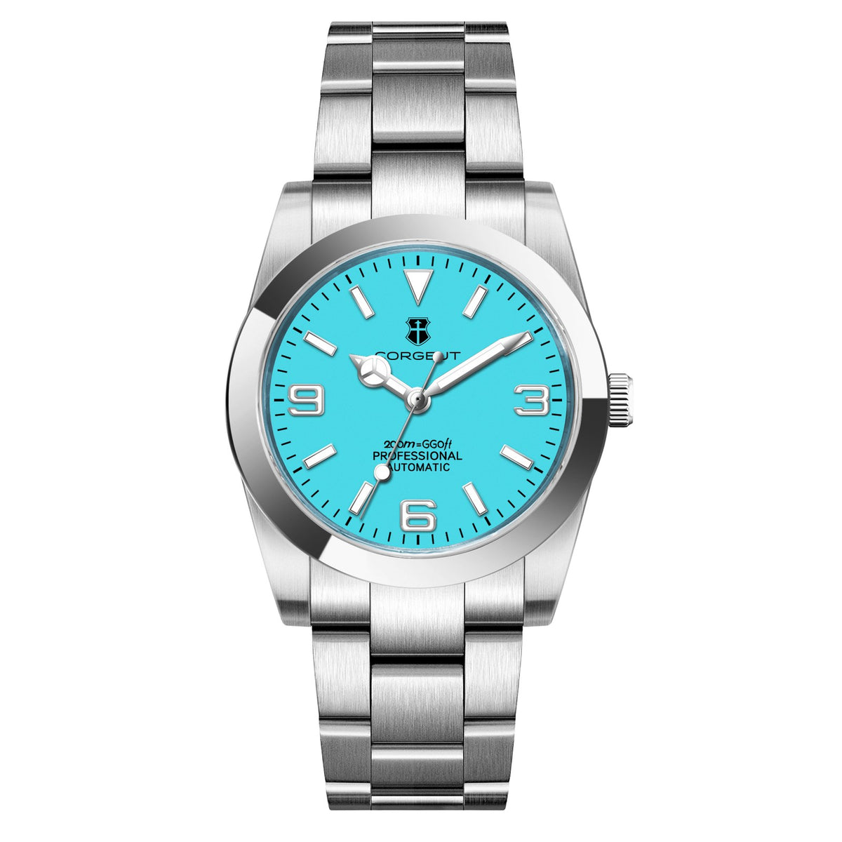 Corgeut 6002L Steel Round Bezel Matte Leather Automatic Watch