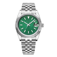 Corgeut 6002L Steel Fluted Bezel President Automatic Silver Nails