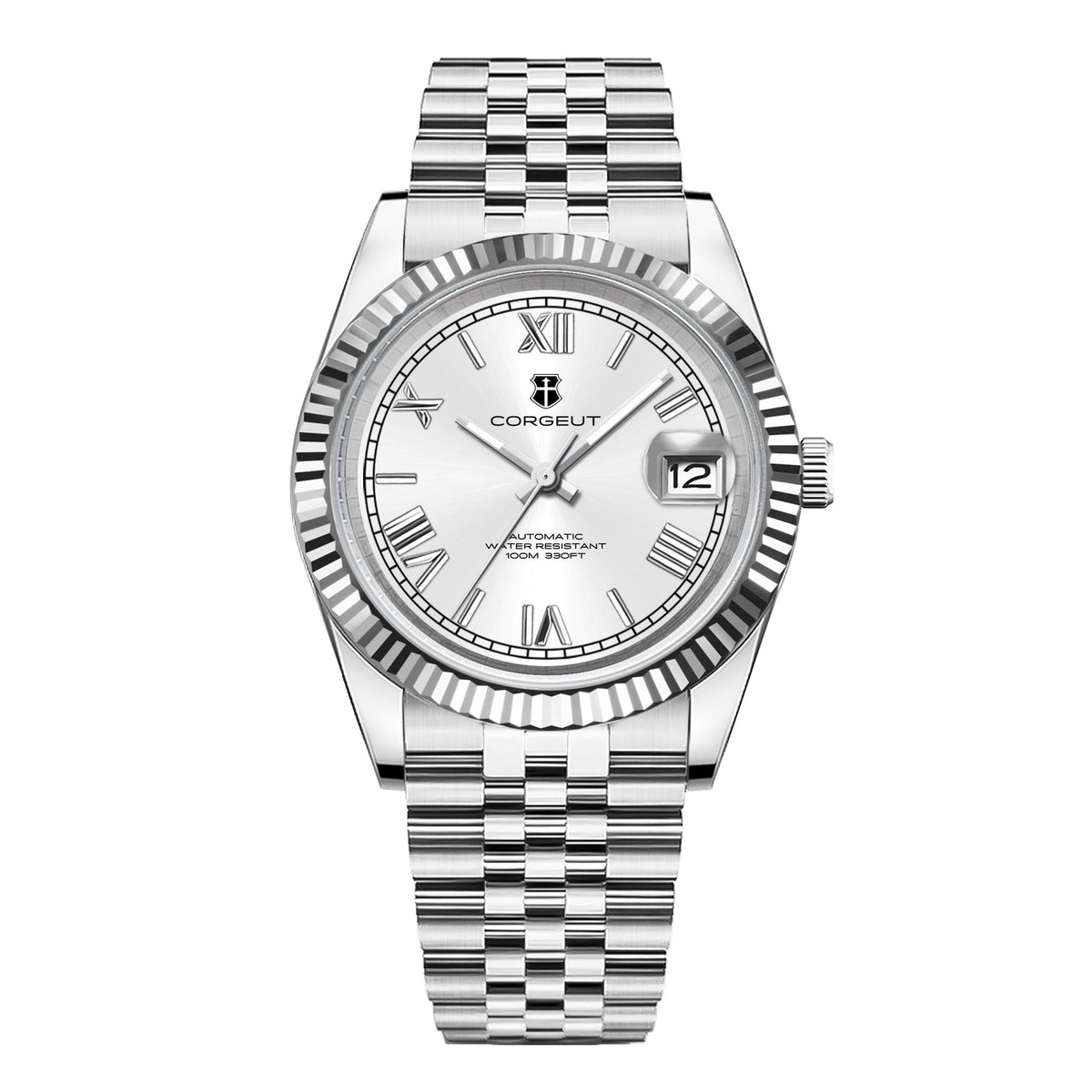 Corgeut 6002L Fluted Leather Automatic Watch