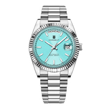 Corgeut 6002L Steel Fluted Bezel President Automatic Silver Bar Nails