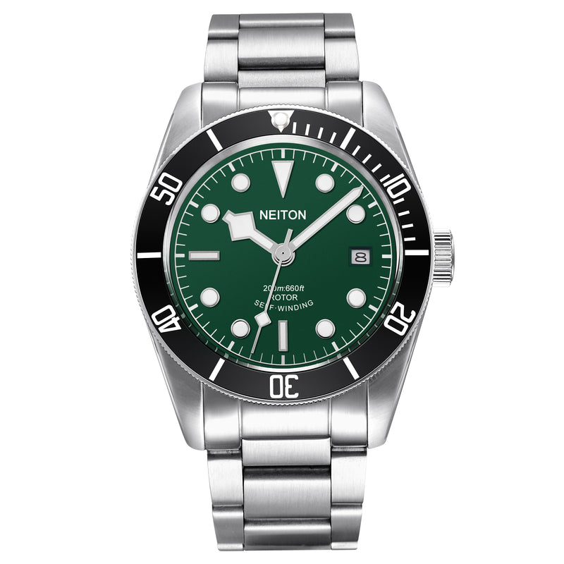 Dive watch with a black bezel