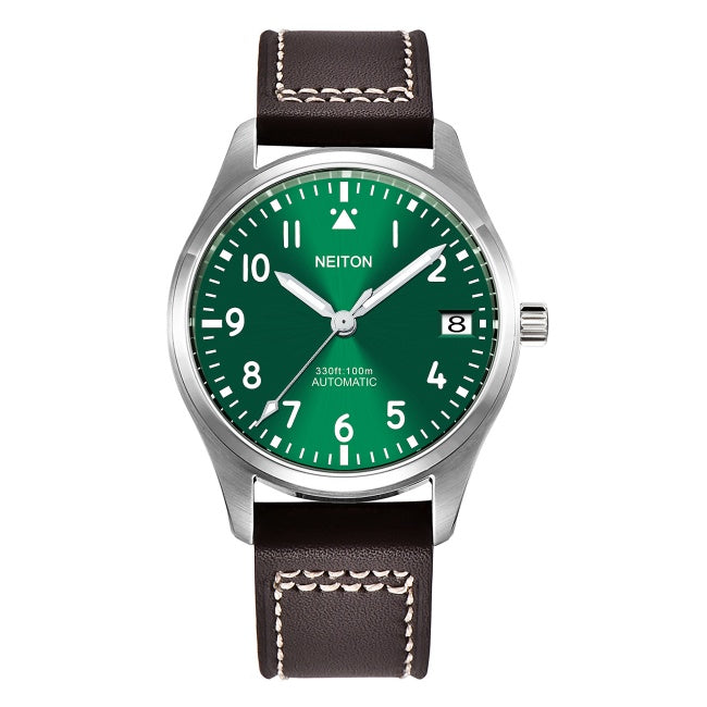Pilot's watch with a green dial