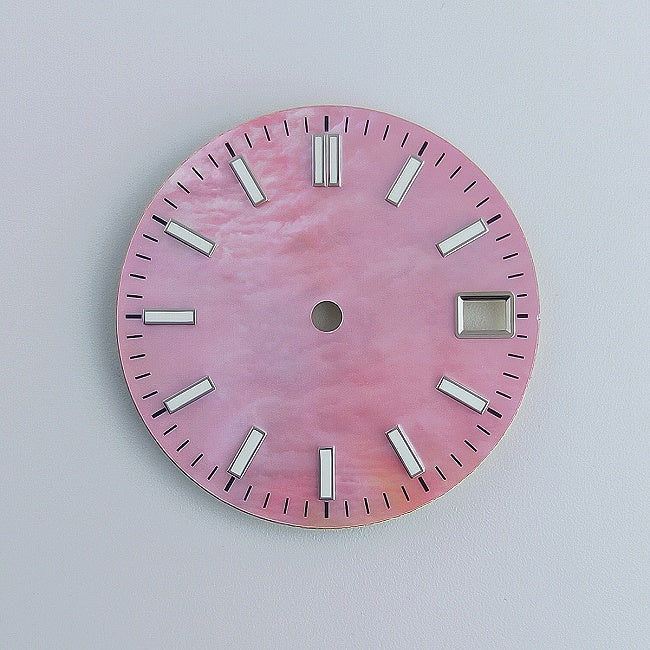 Pink pearlescent mother-of-pearl dial