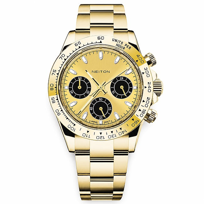 Quartz watch with a yellow dial