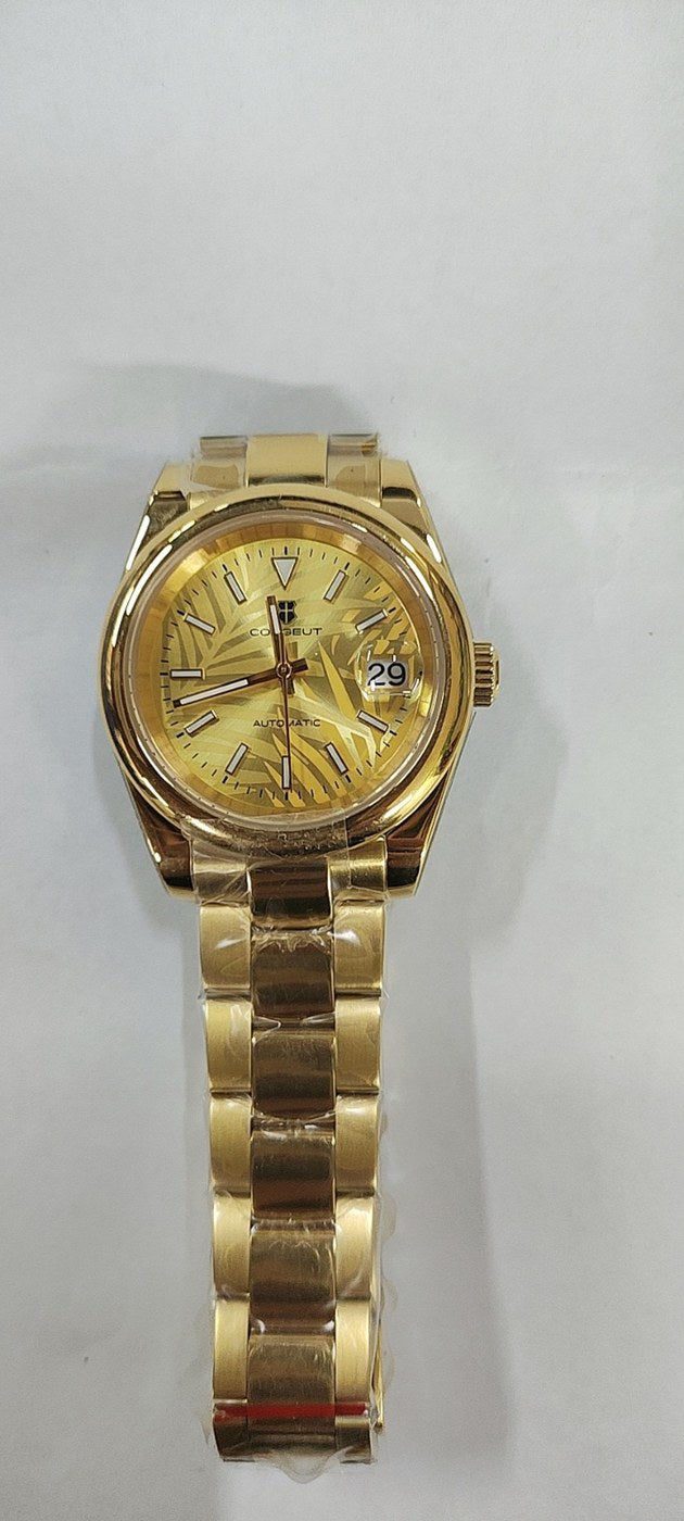 Corgeut 6002G Gold Leather Automatic Watch