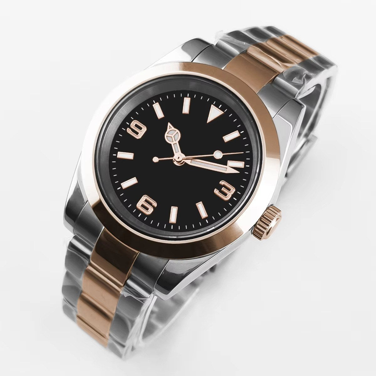 Corgeut 6002G Two-Tone Rose Matte Leather Automatic Watch