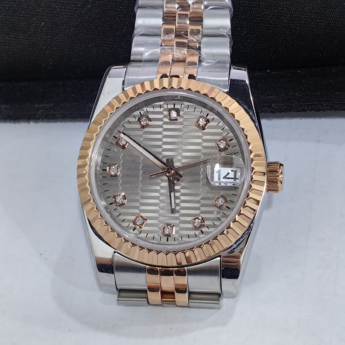 Corgeut 6002L Two-Tone Rose Fluted Bezel Jubilee Automatic