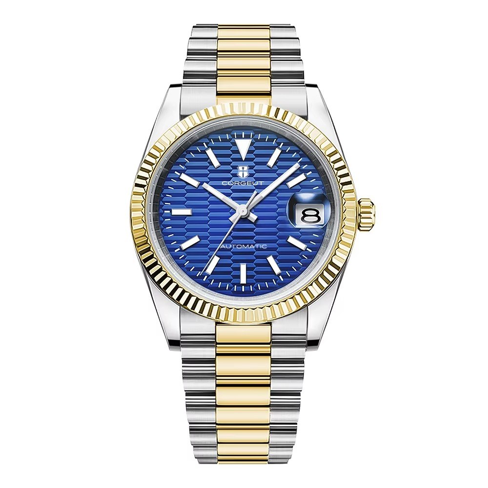 Corgeut 6002L Two-Tone Gold Leather Automatic Watch