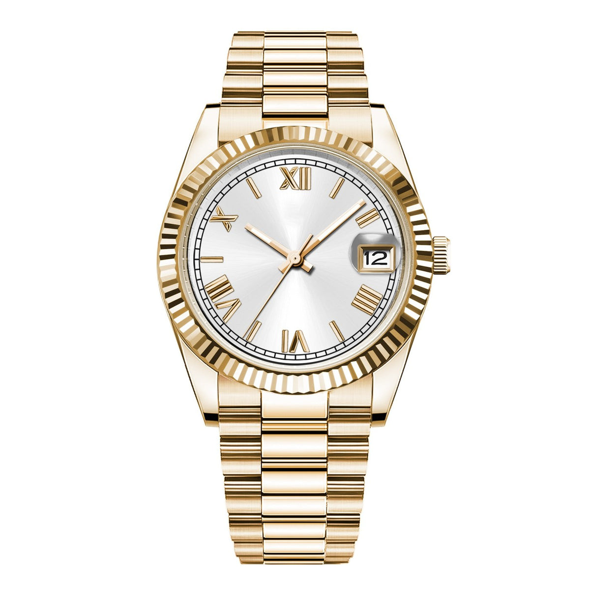 Corgeut 6002L Gold Fluted Bezel President Automatic Watch