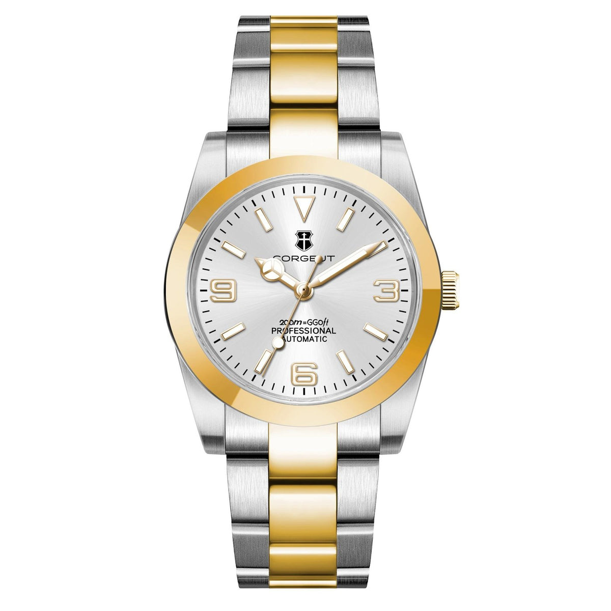 Corgeut 6002L Two-Tone Gold Leather Automatic Watch