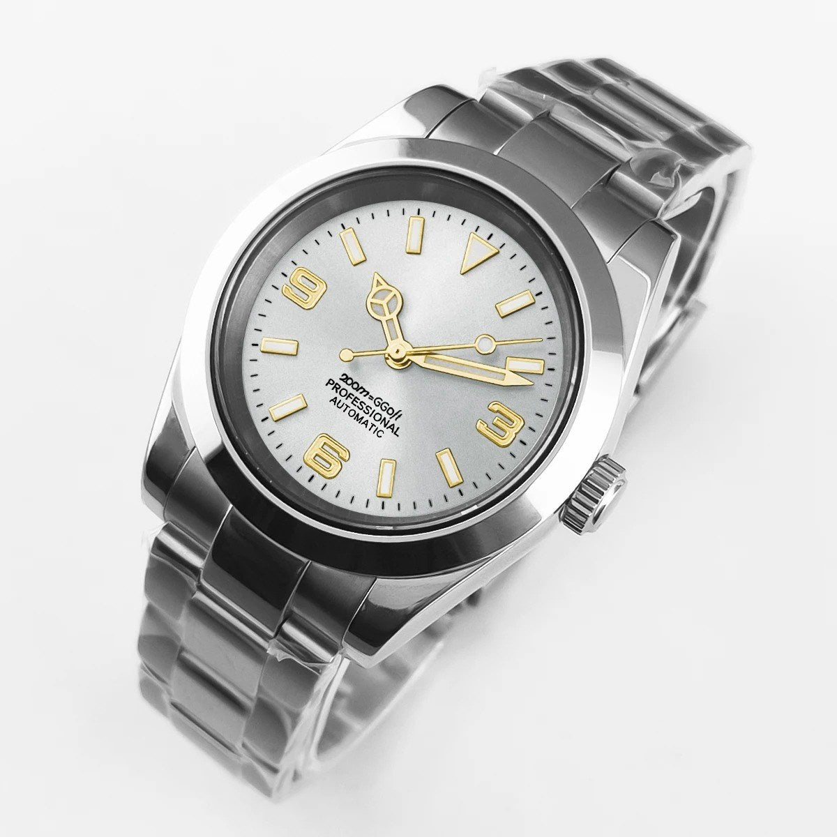 Corgeut 6002L Steel Slanted Bezel Matte Leather Automatic Watch