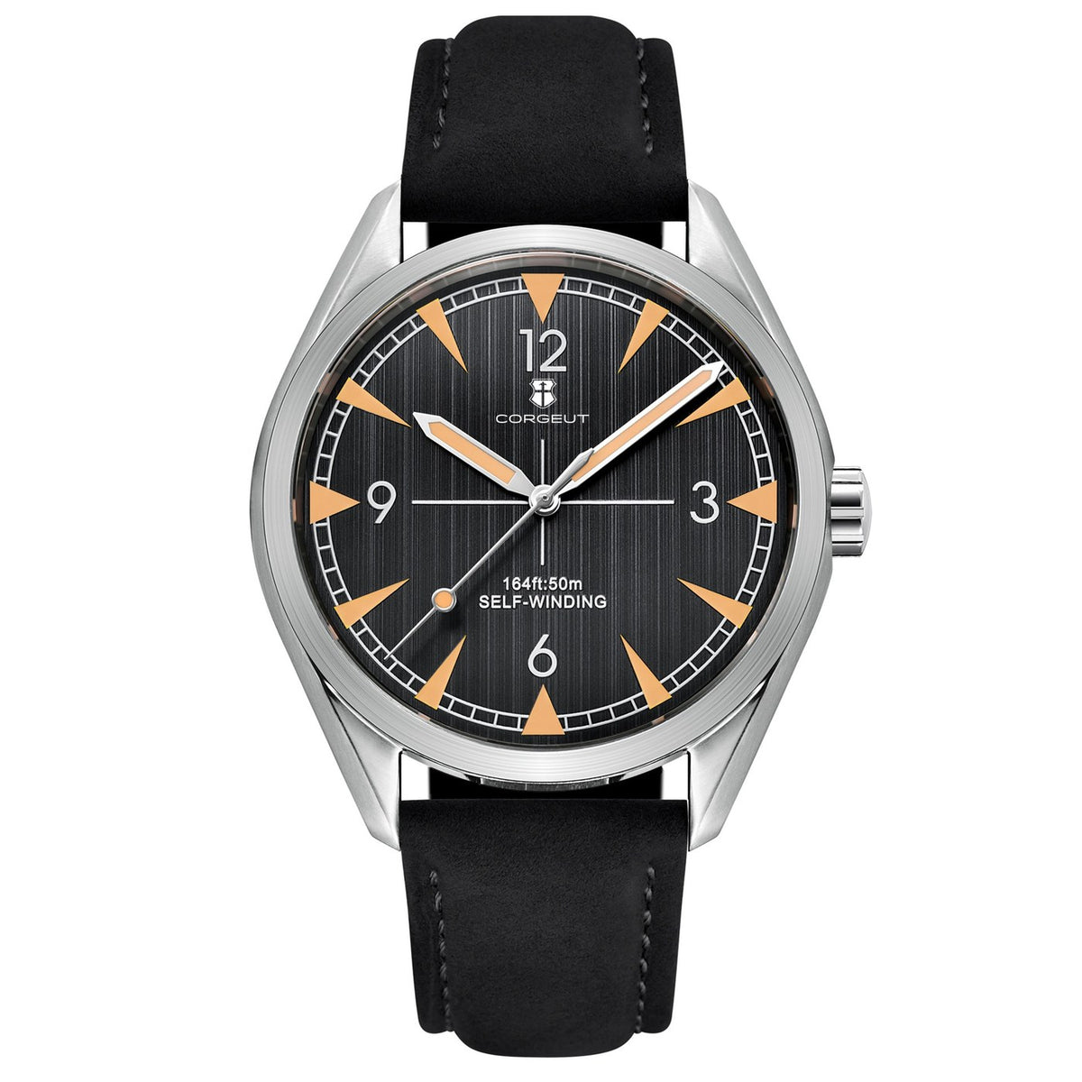 Corgeut 6010 Sandblasted Matte Leather Automatic Watch