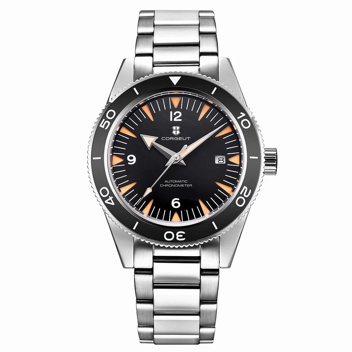 Corgeut 6013 Steel Black Bezel Steel Bracelet Automatic