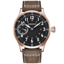 Corgeut 6023 Rose Gold Leather Hand-Wound Watch