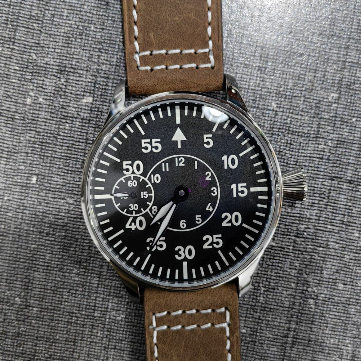 Corgeut 6023 Steel Leather Hand-Wound Watch