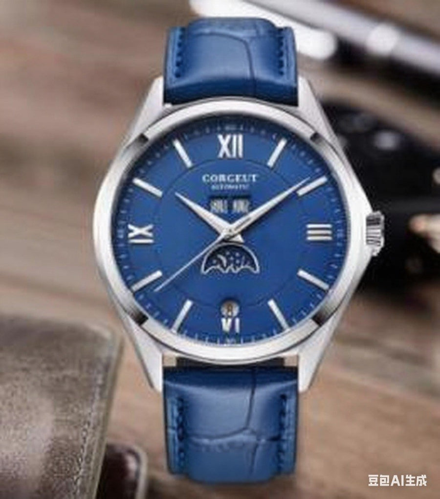 Corgeut 6651 Steel Leather Hand-Wound Watch