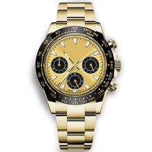 Corgeut 9002 Gold Black Bezel Steel Bracelet Quartz Watch