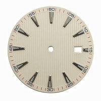 White vertically fluted dress watch dial with applied baton hour markers